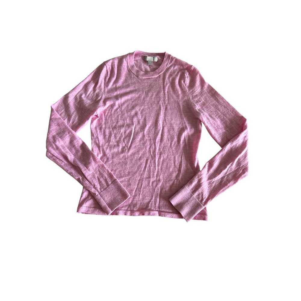 J.‎ Crew Carolyn Fitted Crewneck Sweater Womens Medium Pink Merino Wool Preppy